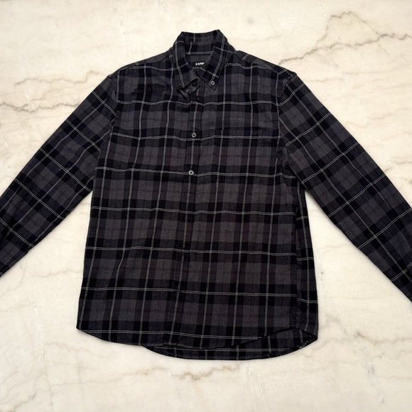 Express Button Down Plaid Shirt, Men’s Small, Black, Plaid - Picture 1 of 4